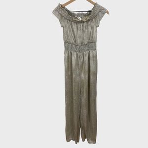 Line + Dot Metallic Silver Lightweight Jumpsuit NWT Size Small
